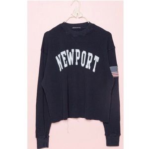 Brandy Melville NWOT navy Newport thermal top